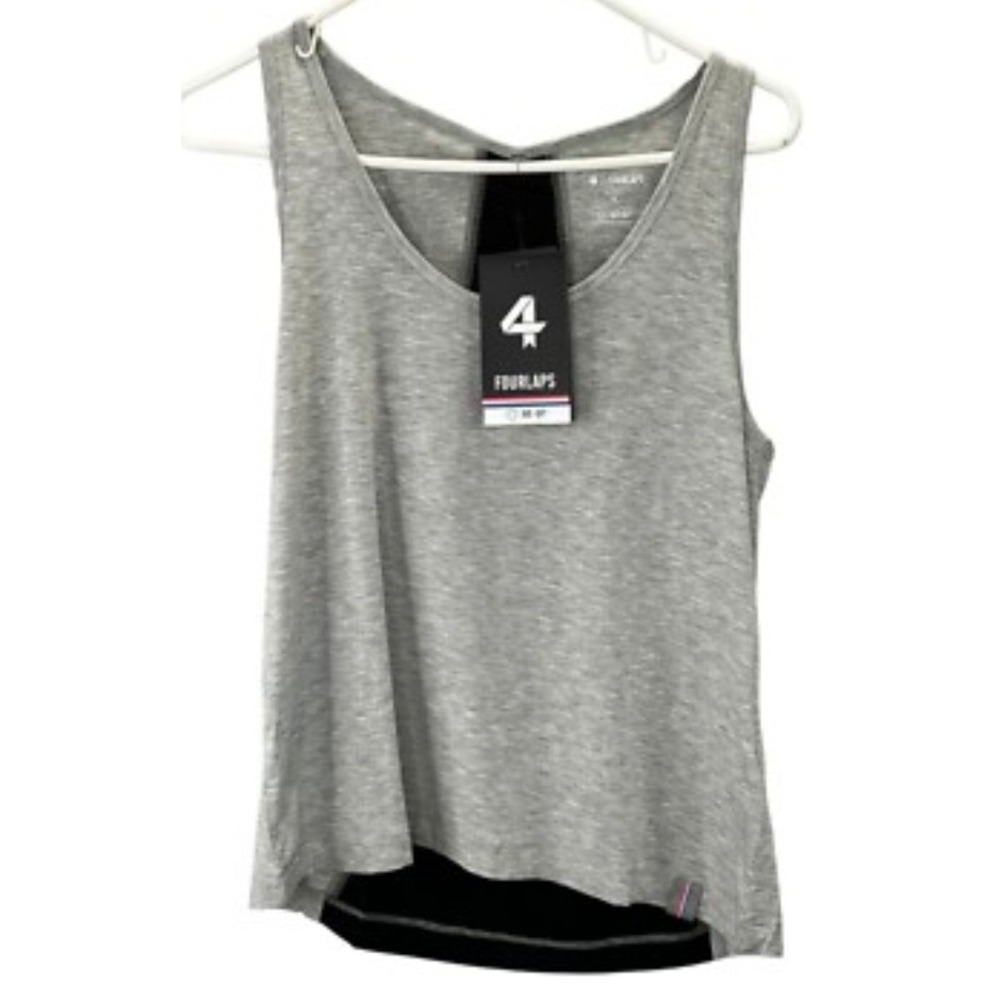 Fourlaps Surge Tank Grey Heather Athletic Workout Racerback Top Medium NEW